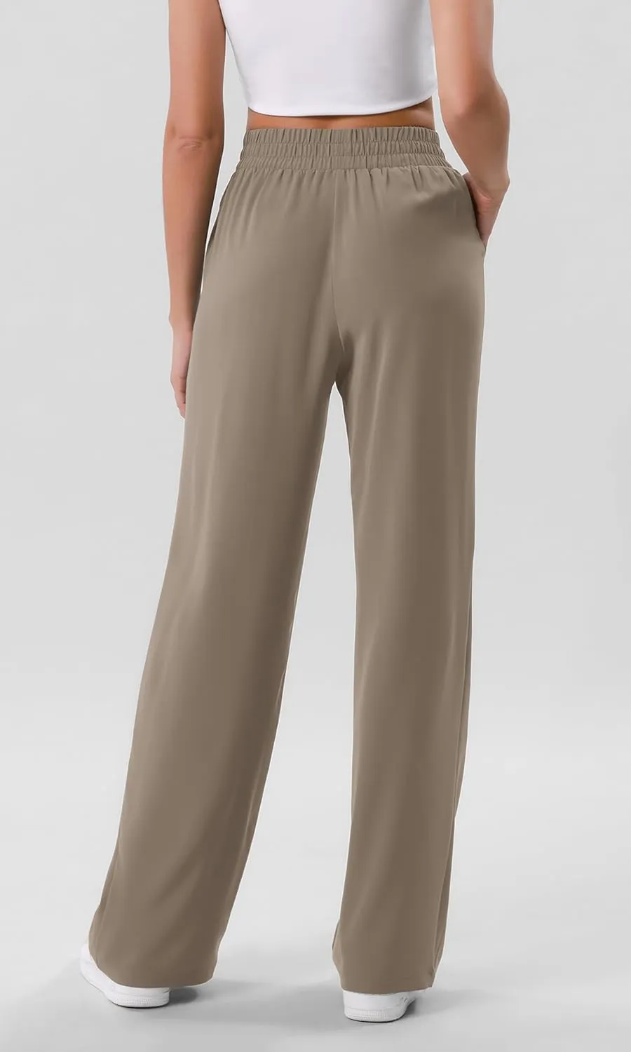 ODODOS Chiffon Flowy Wide Leg Pants for Women Lightweight High Waist Pull-On Pants with Pockets- 27" / 29" /31" Inseam