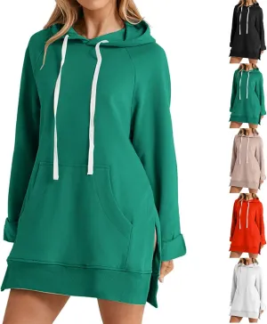 Oversized Hoodie Dress Women, Hoodie Dress for Women with Pockets, Women's Casual Pullover Long Sleeve Split Hem