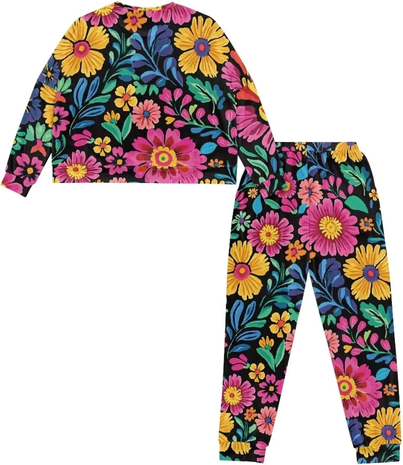 Pajama Set for Women 2 Piece Lounge Pjs Sets Long Sleeve Tops and Matching Long Pants Crew Neck Sleepwear Nightwear