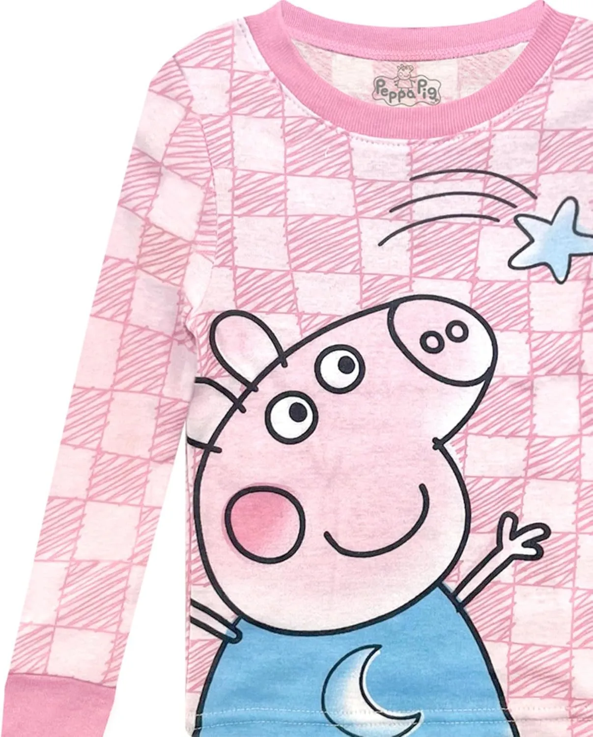 Peppa Pig 4 Piece Pajama Set - Toddler Girls PJ Set with Long Sleeve Shirt & Pants - Pink Sleepwear Set - Official License