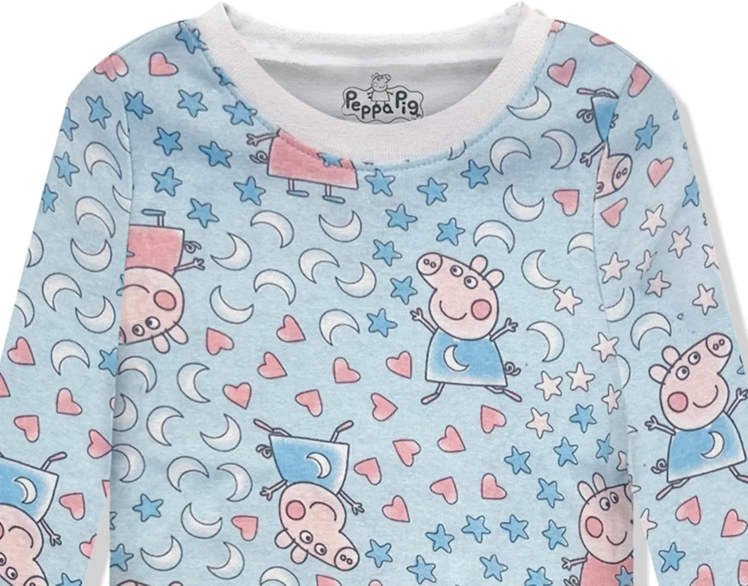 Peppa Pig 4 Piece Pajama Set - Toddler Girls PJ Set with Long Sleeve Shirt & Pants - Pink Sleepwear Set - Official License