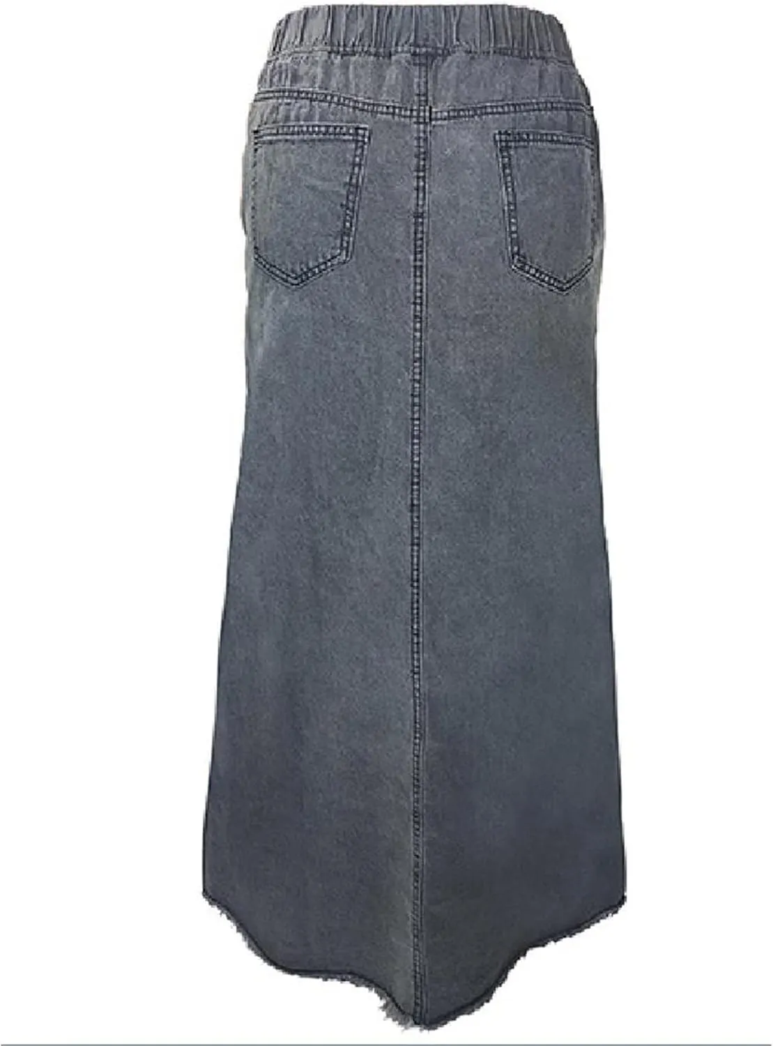 Plus Size Jean Skirt for Women Stretchy Loose Fit Comfy Cotton Denim Skirt with Pocket High Waisted Tassel Hem Skirts