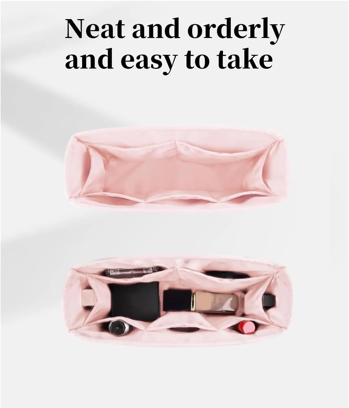 Purse Organizer for Lady-Dior Purse, Soft Satin Bag Insert, Inner Bags with Multiple Pockets for Storage (Small, Pink)