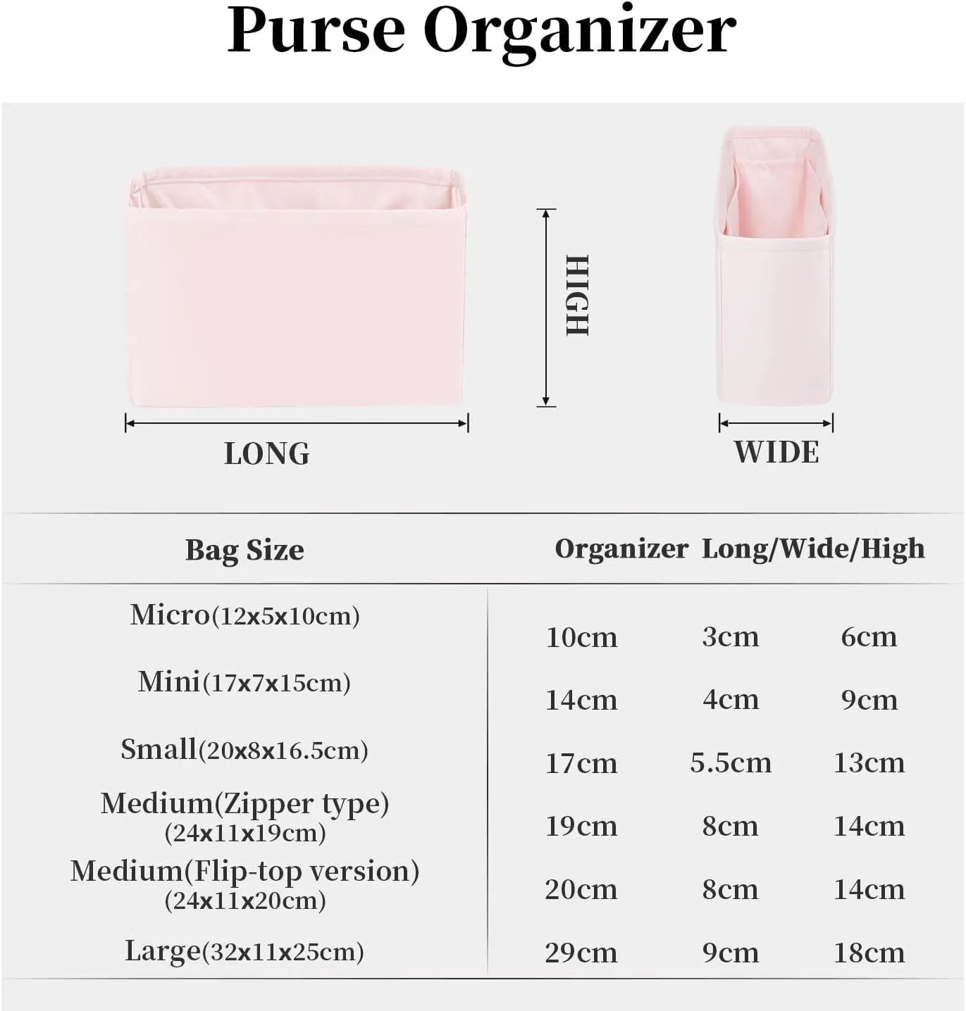 Purse Organizer for Lady-Dior Purse, Soft Satin Bag Insert, Inner Bags with Multiple Pockets for Storage (Small, Pink)