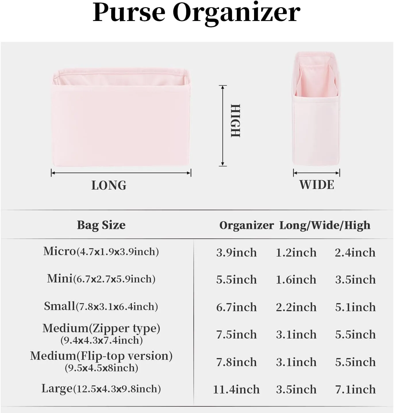 Purse Organizer for Lady-Dior Purse, Soft Satin Bag Insert, Inner Bags with Multiple Pockets for Storage (Small, Pink)