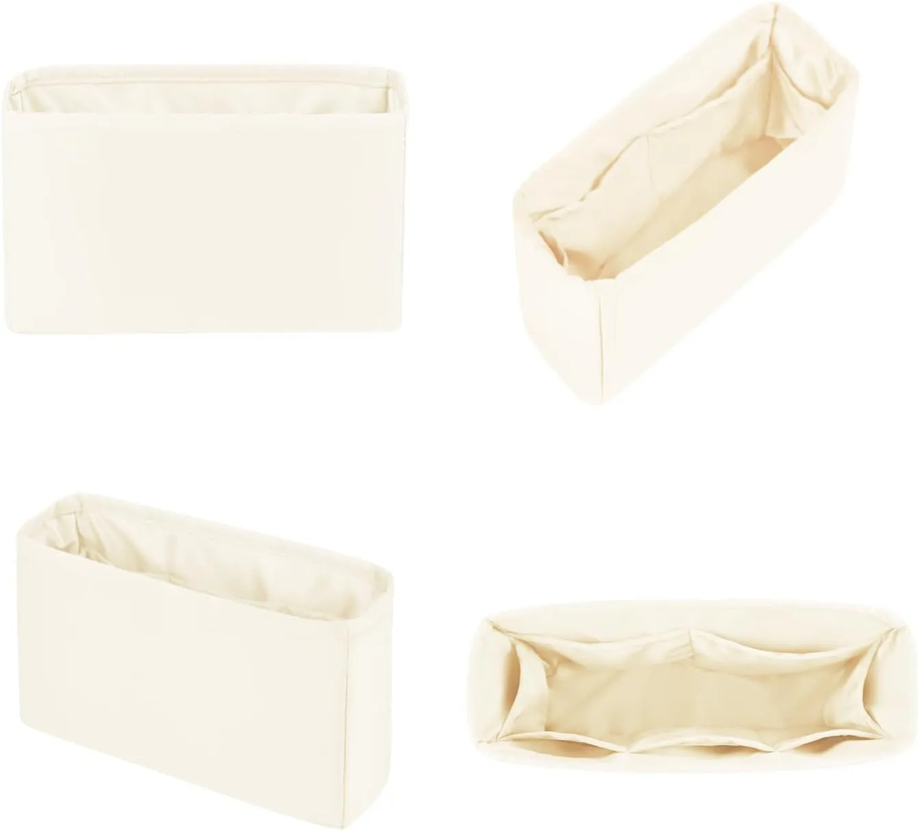 Purse Organizer for Lady-Dior, Satin Purse Storage Organizer, Inner Bags with Multiple Pockets for Storage (Small, Craie)