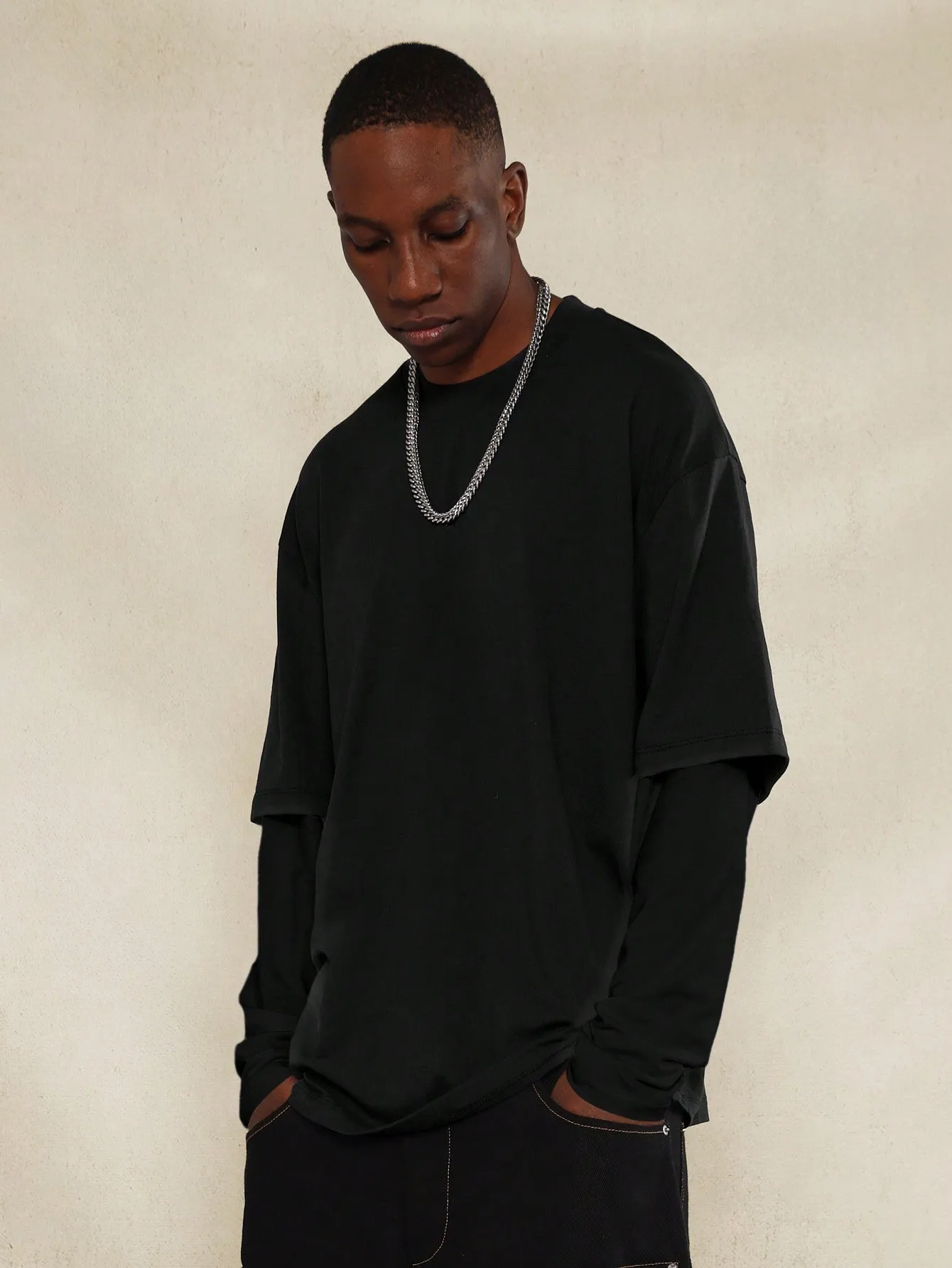 Regular Fit Double Layer Long Sleeve Tee