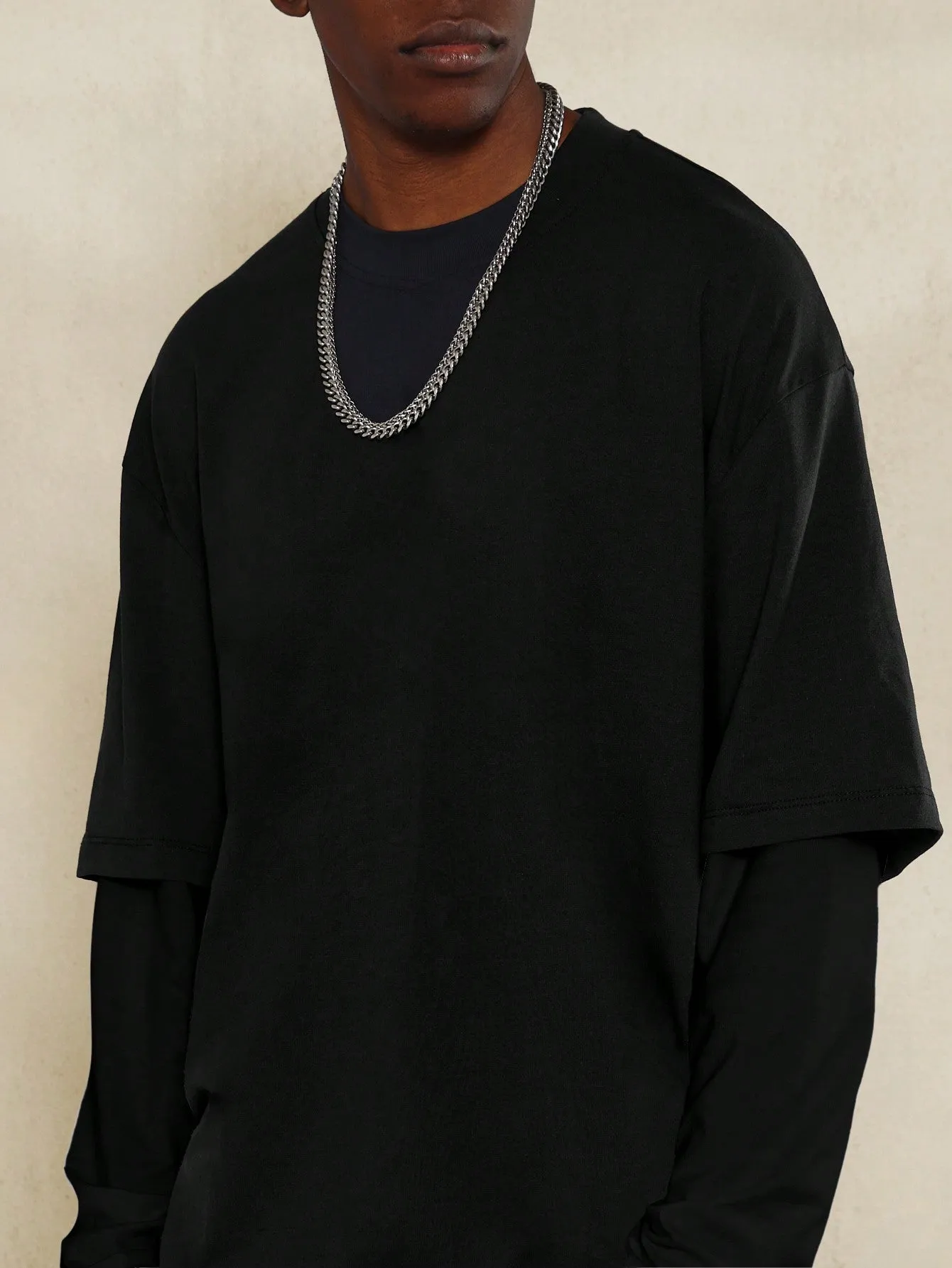 Regular Fit Double Layer Long Sleeve Tee