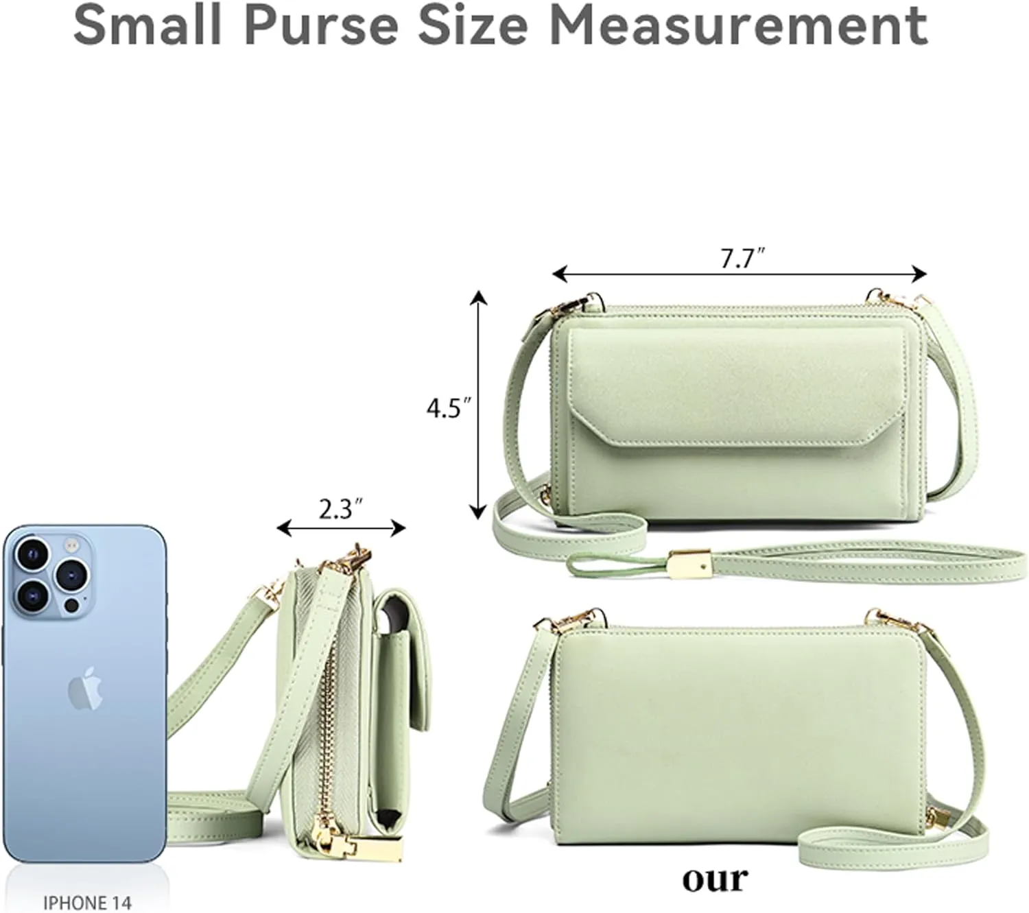 RFID Wallet Women Crossbody Small Phone Purse Leather Large Capacity Ladies Card Phone Holder Clutch Wristlet Wallet