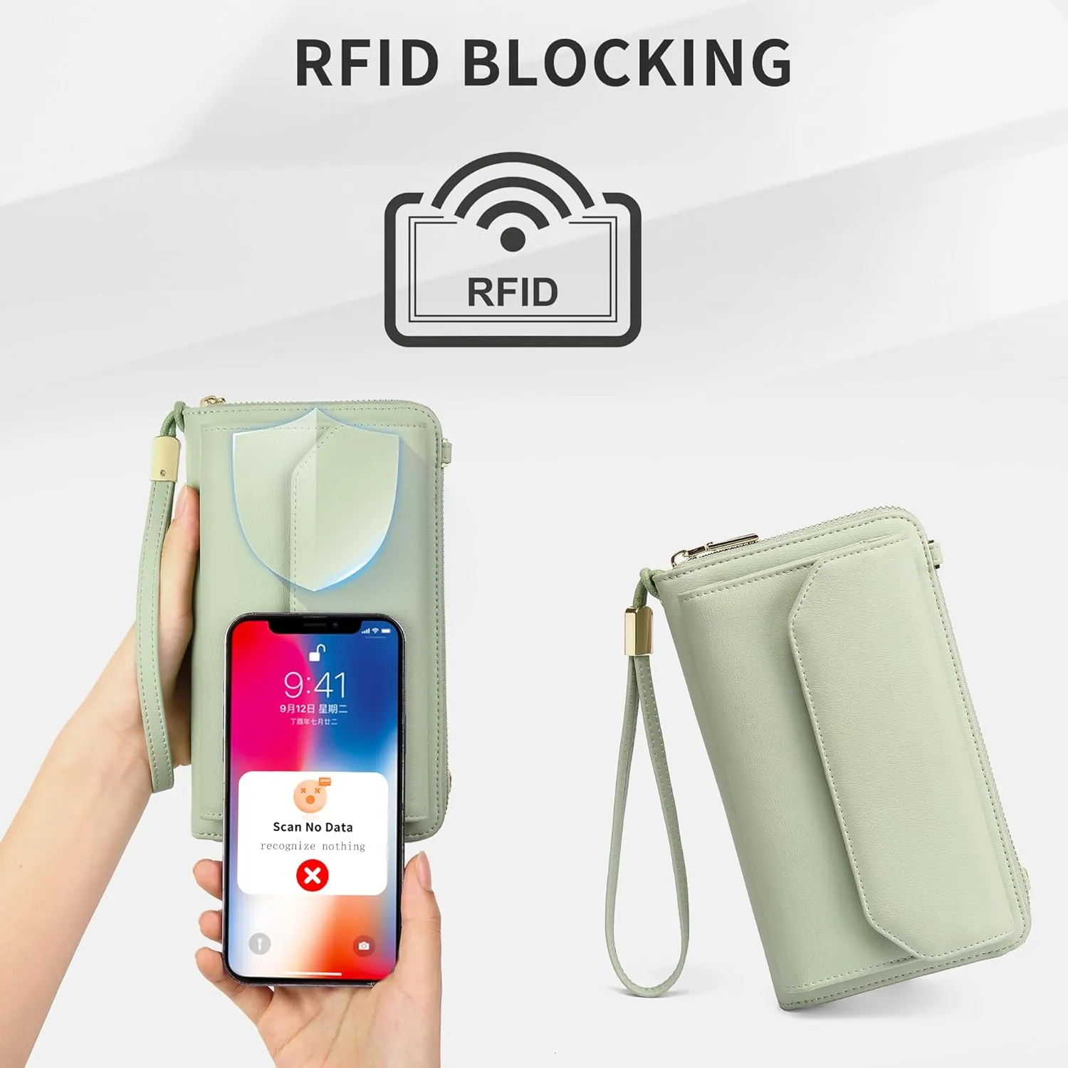 RFID Wallet Women Crossbody Small Phone Purse Leather Large Capacity Ladies Card Phone Holder Clutch Wristlet Wallet