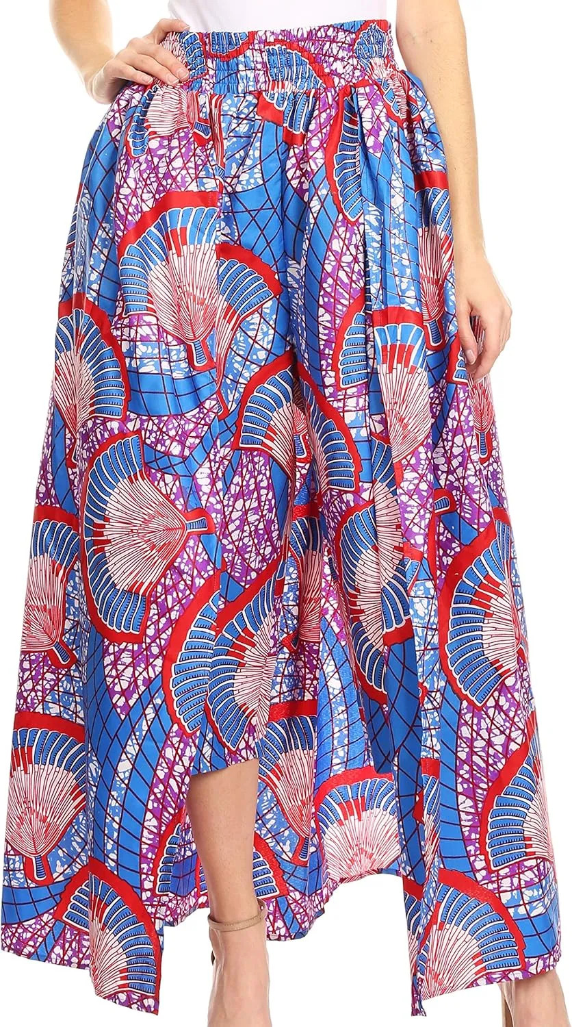 Sakkas Tasha Women's African Ankara Wax Capri Harem Pants w/Pockets & Overlay