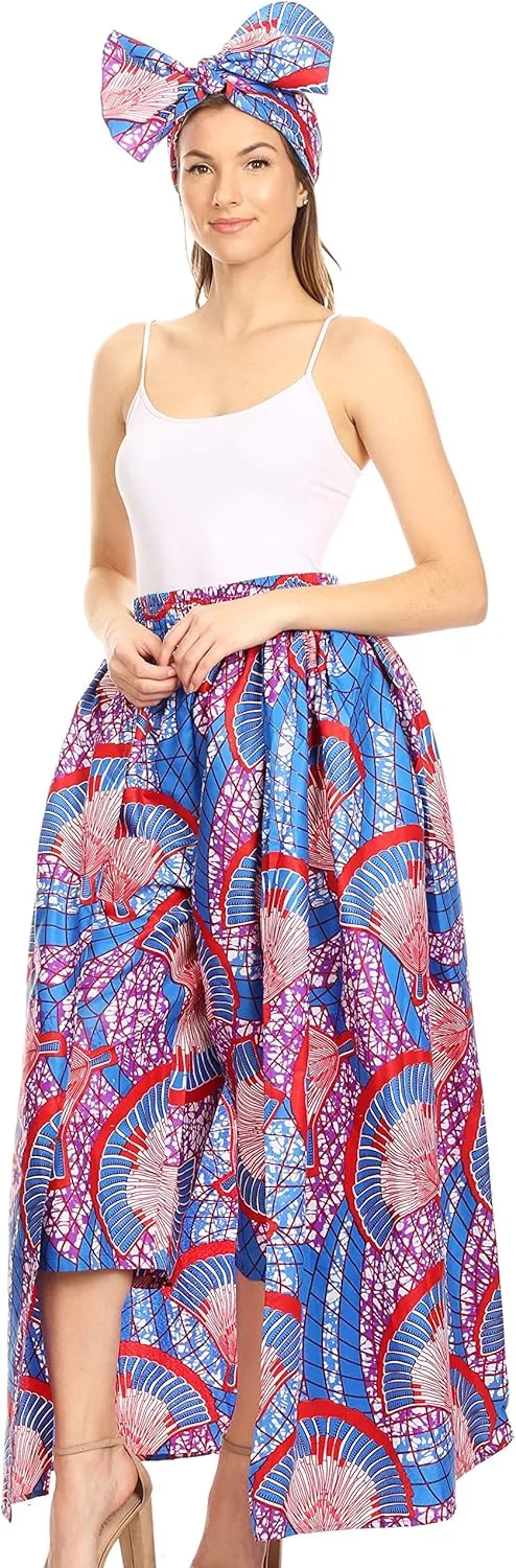 Sakkas Tasha Women's African Ankara Wax Capri Harem Pants w/Pockets & Overlay
