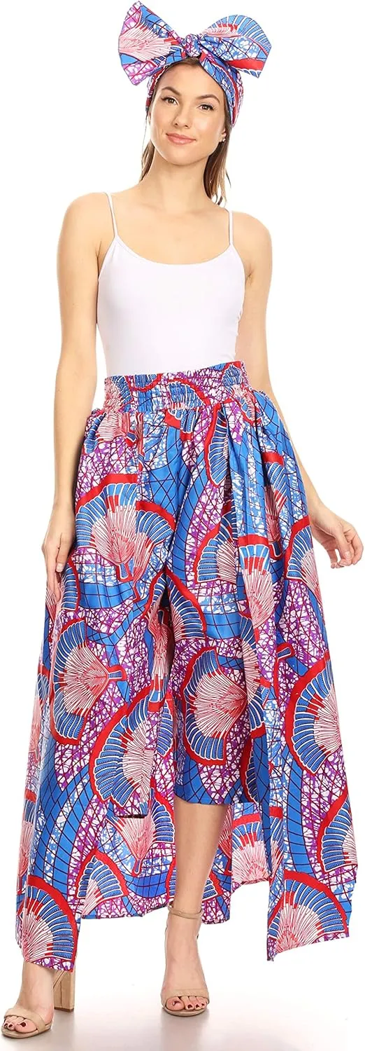 Sakkas Tasha Women's African Ankara Wax Capri Harem Pants w/Pockets & Overlay