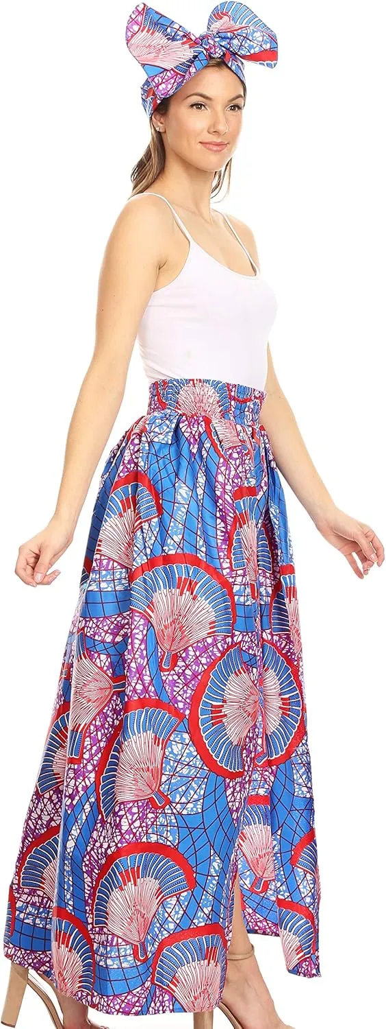 Sakkas Tasha Women's African Ankara Wax Capri Harem Pants w/Pockets & Overlay