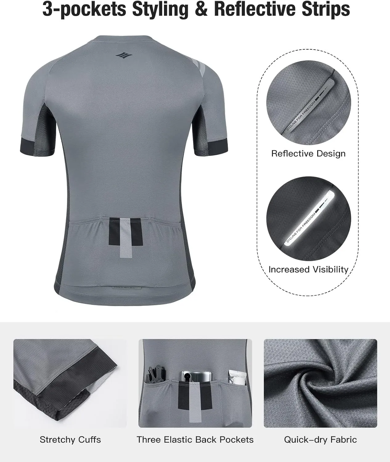 Santic Men's Cycling Jersey Shorts Sleeve Tops Pro Road Bike Bicycle Shirt Full Zip UPF 50  MTB Jersey with Pockets