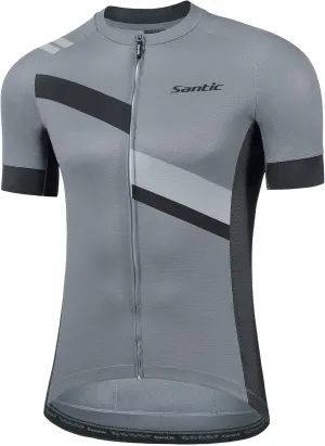 Santic Men's Cycling Jersey Shorts Sleeve Tops Pro Road Bike Bicycle Shirt Full Zip UPF 50  MTB Jersey with Pockets