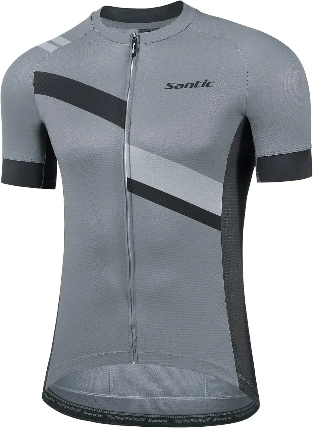 Santic Men's Cycling Jersey Shorts Sleeve Tops Pro Road Bike Bicycle Shirt Full Zip UPF 50  MTB Jersey with Pockets
