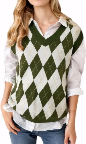 SELINK Boys Girls School Uniform Sweater Vest V Neck Soft Comfy Pullover Trendy Argyle Knitted Waistcoat Vest