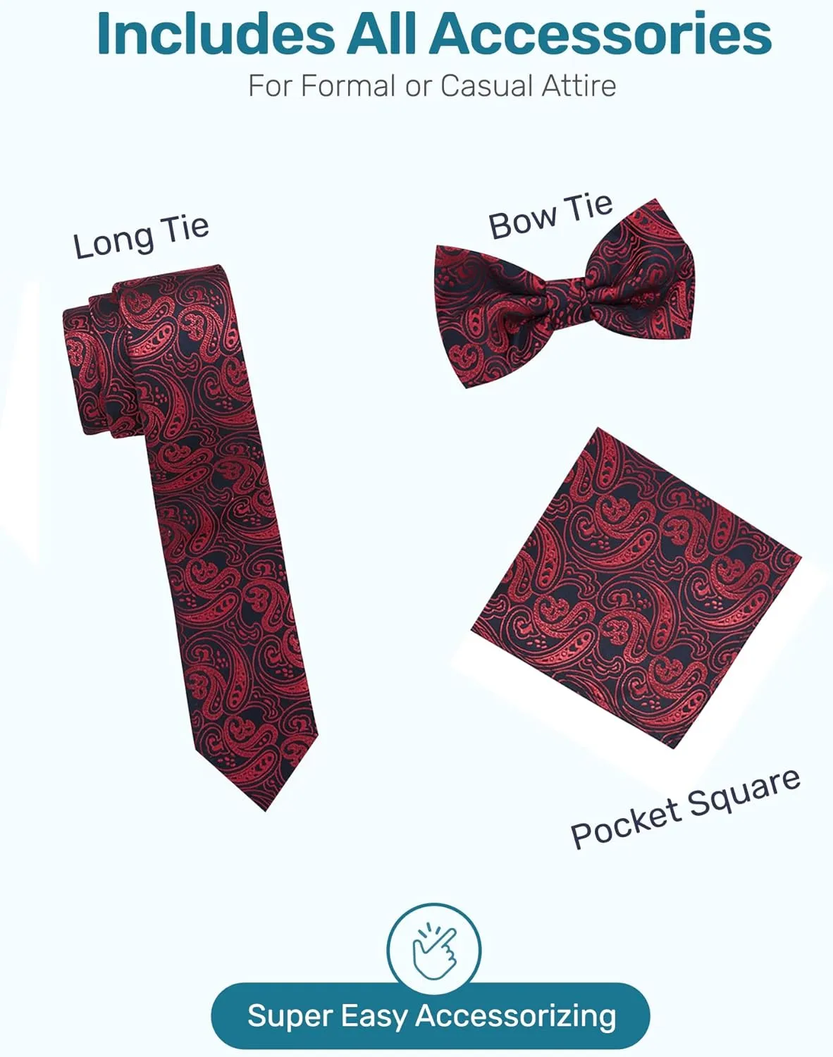 S.H. Churchill & Co. Men's 4 Piece Paisley Vest Set, with Bow Tie, Neck Tie & Pocket Hanky
