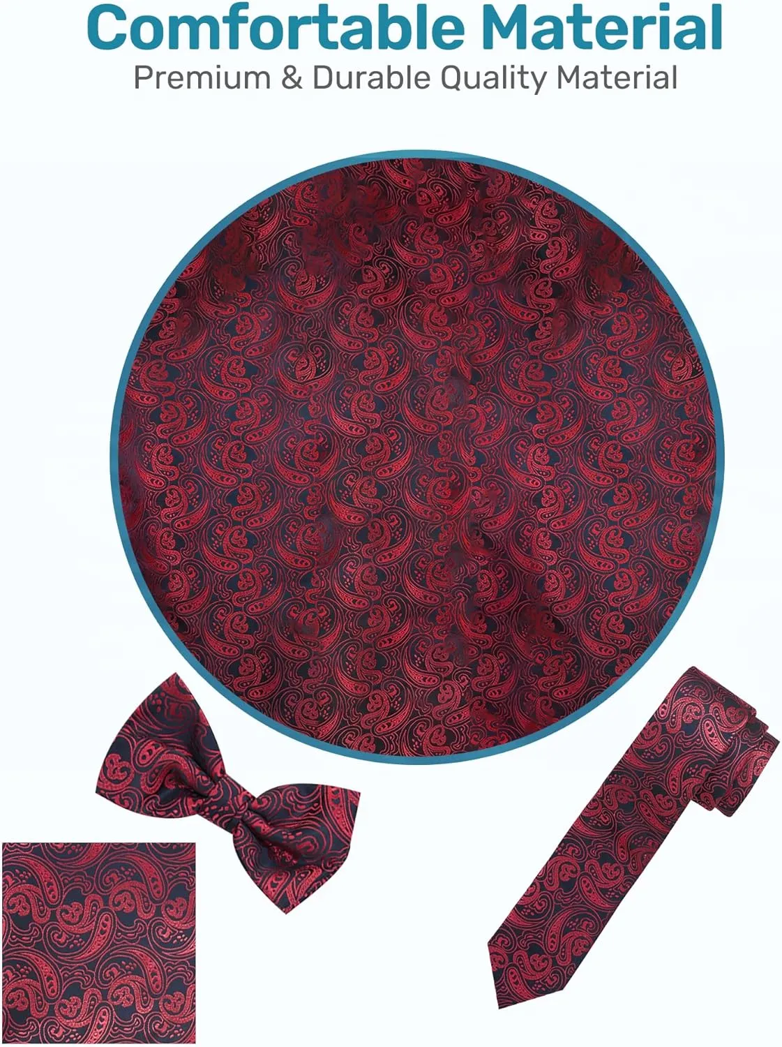 S.H. Churchill & Co. Men's 4 Piece Paisley Vest Set, with Bow Tie, Neck Tie & Pocket Hanky