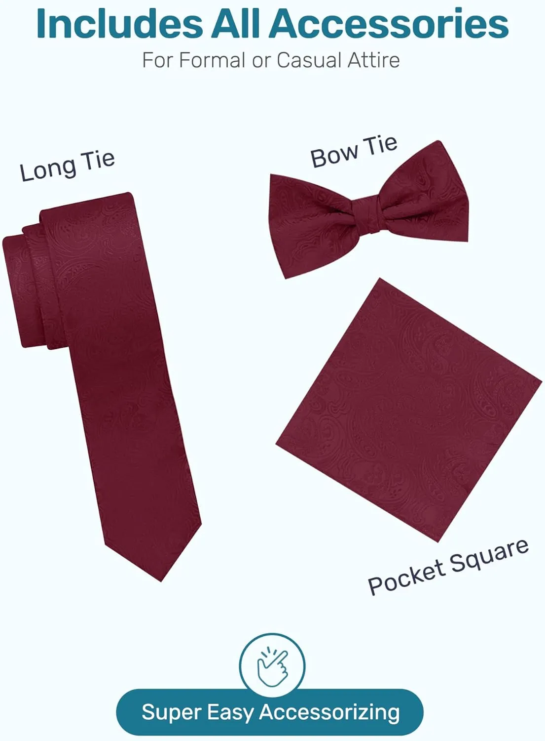 S.H. Churchill & Co. Men's 4 Piece Paisley Vest Set, with Bow Tie, Neck Tie & Pocket Hanky