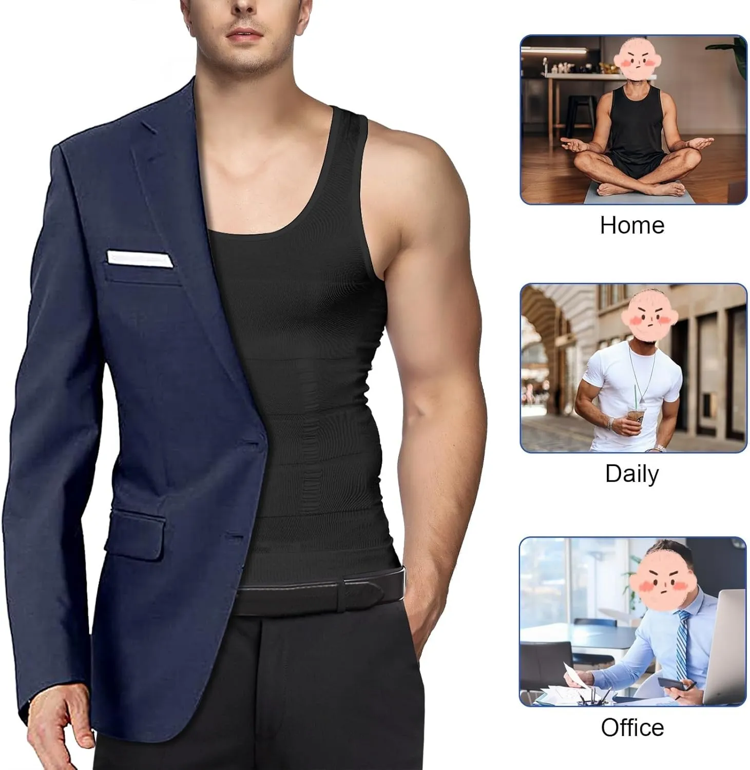 Shaper Vest Men Shaperluv Tank 2.0 Mens Sleeveless Slimming Undershirts Tummy Control and Body Shaper Tank Top