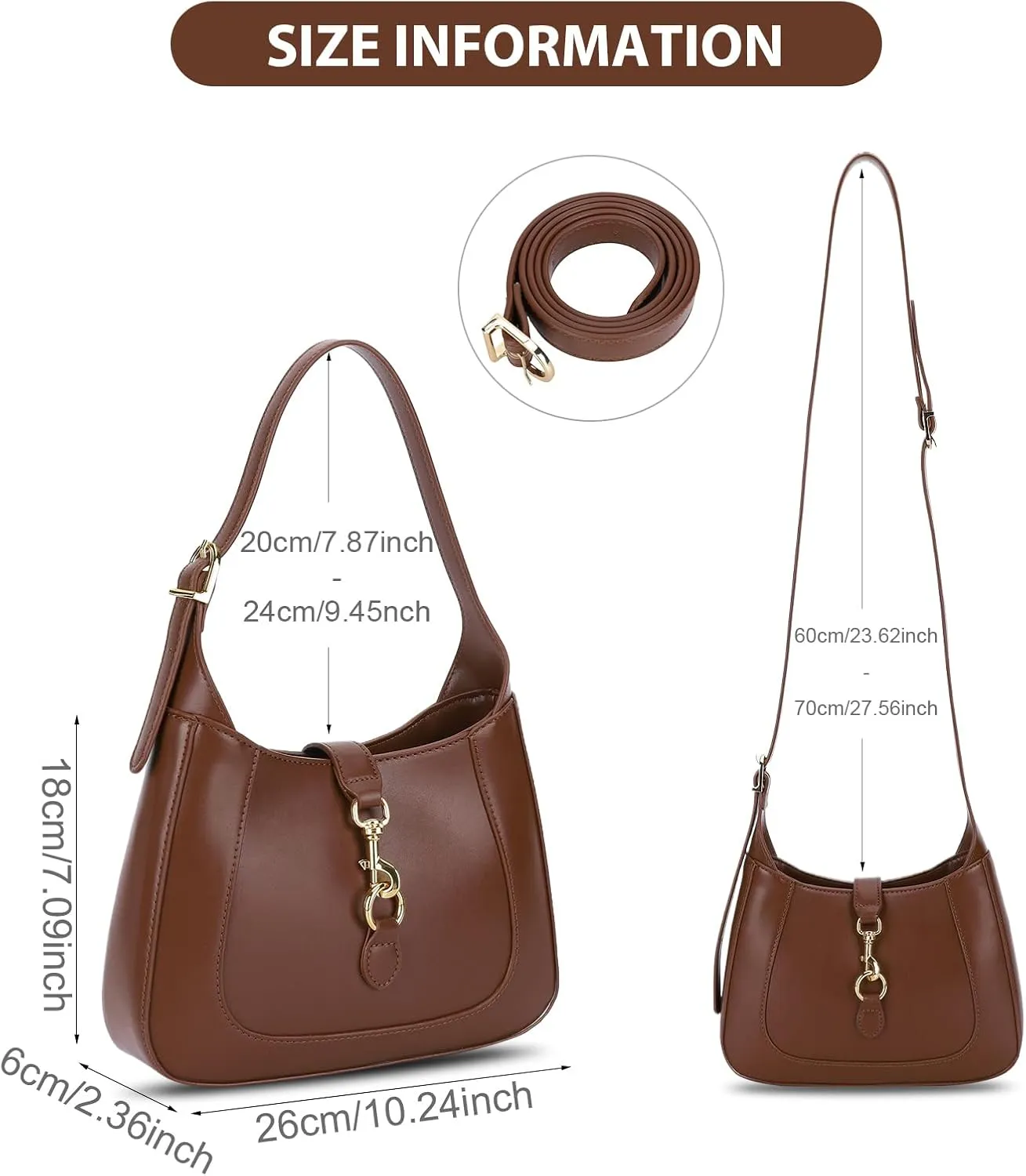 Shoulder Bag Small Shoulder Purses Adjustable Strap Vegan Leather Cute Trendy Hobo Handbags for Women