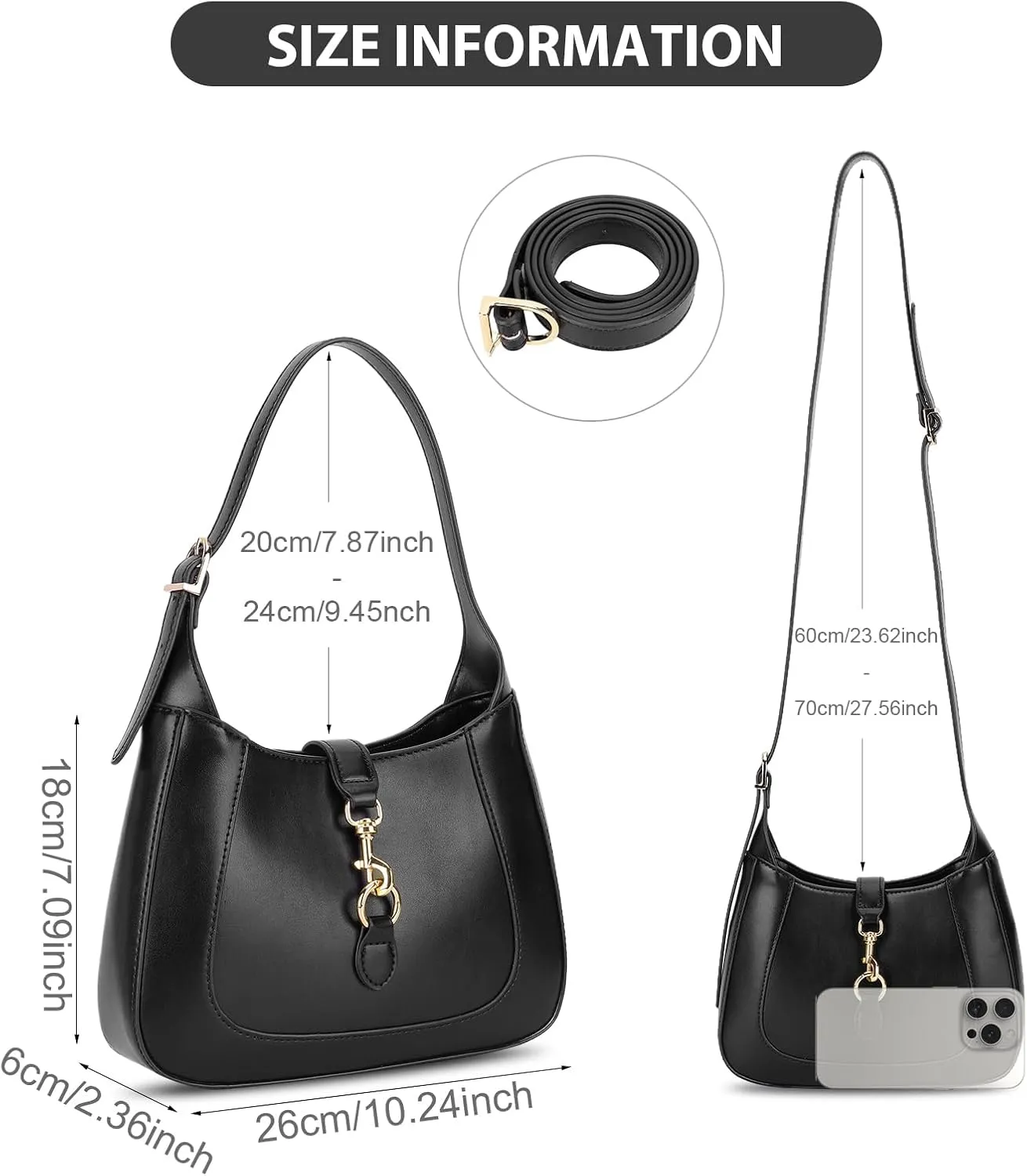 Shoulder Bag Small Shoulder Purses Adjustable Strap Vegan Leather Cute Trendy Hobo Handbags for Women