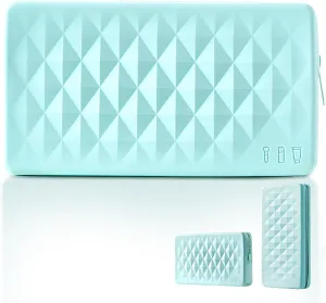 Silicone Makeup Brush Storage Bag,Travel Cosmetic Bag for Women,Zipper Cosmetic Bag,Organize The Beauty Tools For Easy Storage,The appearance of a diamond-shaped pattern. (Blue)