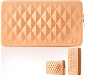 Silicone Makeup Brush Storage Bag,Travel Cosmetic Bag for Women,Zipper Cosmetic Bag,Organize The Beauty Tools For Easy Storage,The appearance of a diamond-shaped pattern. (Khaki)
