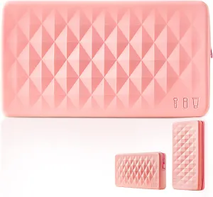 Silicone Makeup Brush Storage Bag,Travel Cosmetic Bag for Women,Zipper Cosmetic Bag,Organize The Beauty Tools For Easy Storage,The appearance of a diamond-shaped pattern. (Pink)
