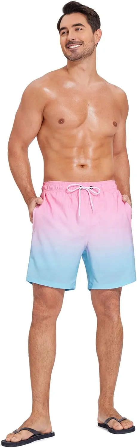 SILKWORLD Mens Swim Trunks Quick Dry Compression Liner 2 in 1 Shorts Men Swimsuit