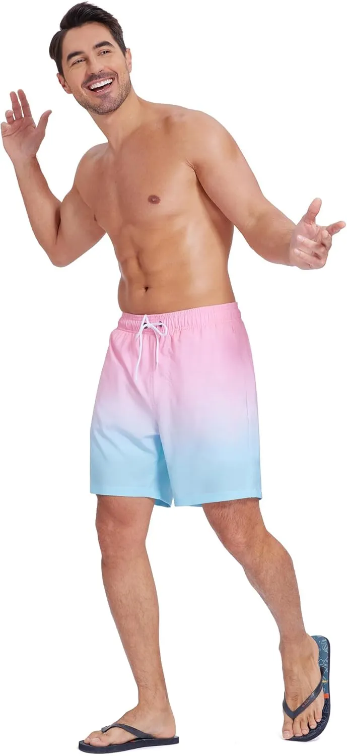 SILKWORLD Mens Swim Trunks Quick Dry Compression Liner 2 in 1 Shorts Men Swimsuit