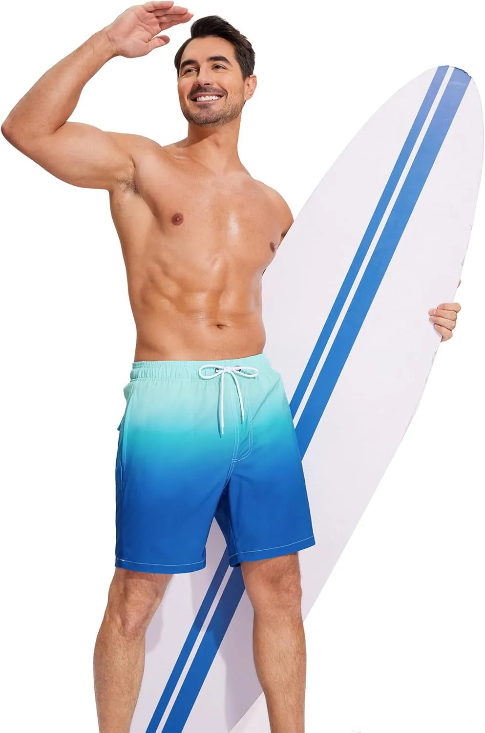 SILKWORLD Mens Swim Trunks Quick Dry Compression Liner 2 in 1 Shorts Men Swimsuit