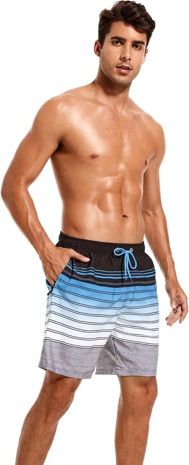 SILKWORLD Mens Swim Trunks Quick Dry Compression Liner 2 in 1 Shorts Men Swimsuit
