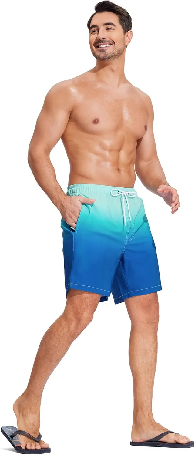 SILKWORLD Mens Swim Trunks Quick Dry Compression Liner 2 in 1 Shorts Men Swimsuit