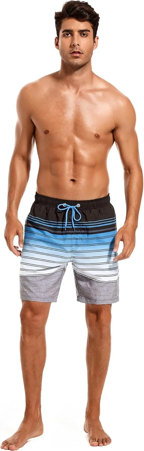 SILKWORLD Mens Swim Trunks Quick Dry Compression Liner 2 in 1 Shorts Men Swimsuit