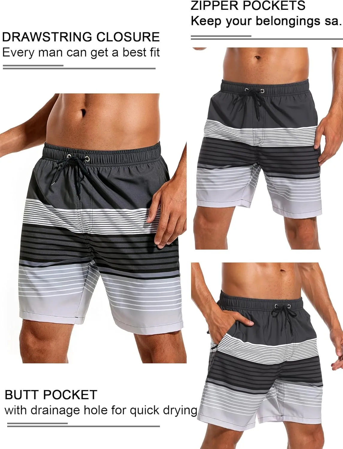 SILKWORLD Mens Swim Trunks Quick Dry Compression Liner 2 in 1 Shorts Men Swimsuit