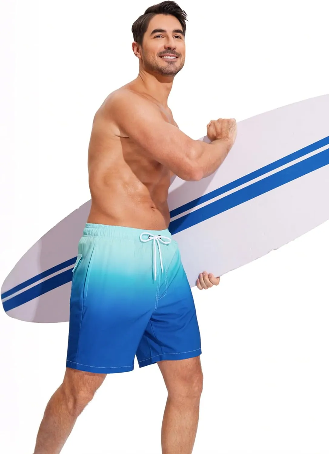 SILKWORLD Mens Swim Trunks Quick Dry Compression Liner 2 in 1 Shorts Men Swimsuit
