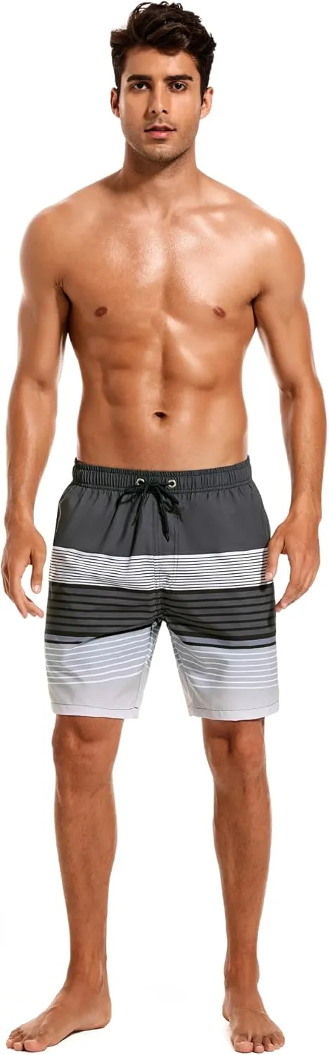 SILKWORLD Mens Swim Trunks Quick Dry Compression Liner 2 in 1 Shorts Men Swimsuit