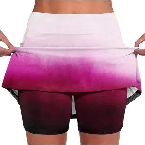 Skorts for Woman Fashion Casual Ombre Biker Shorts Womens Summer Outfits Comfy High Waisted Tummy Control Bottoms