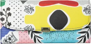 Slim Wallet Women RFID Blocking Clutch Long Trifold Wallet for Women, Credit Card Holder with Coin Purse and Zipper Wallet, Ladies Travel Purse, Flower Design, Yellow