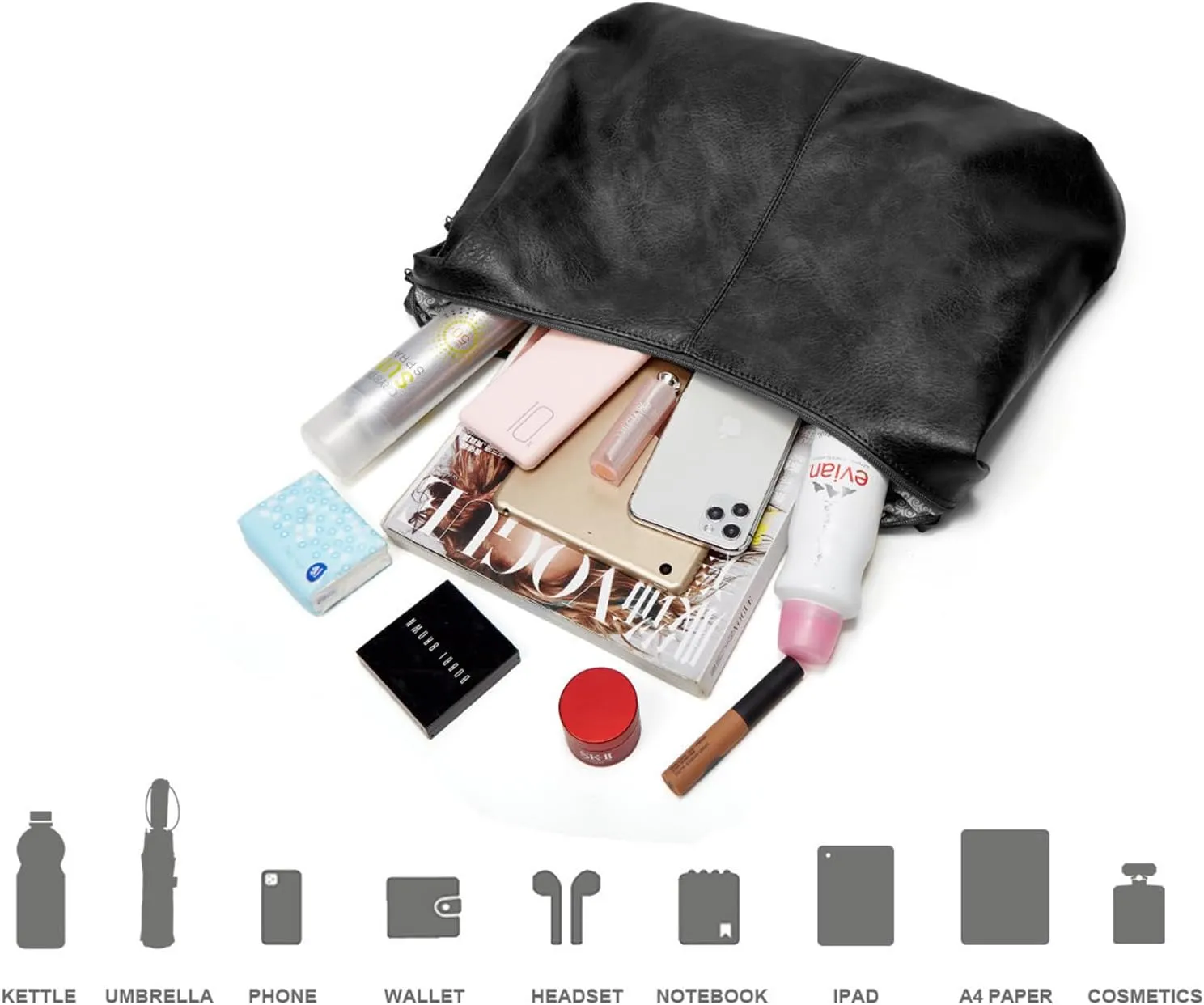 Slouchy Hobo Shoulder Bag for Women Genuine Leather Designer Top Handle Tote for Everyday Essentials