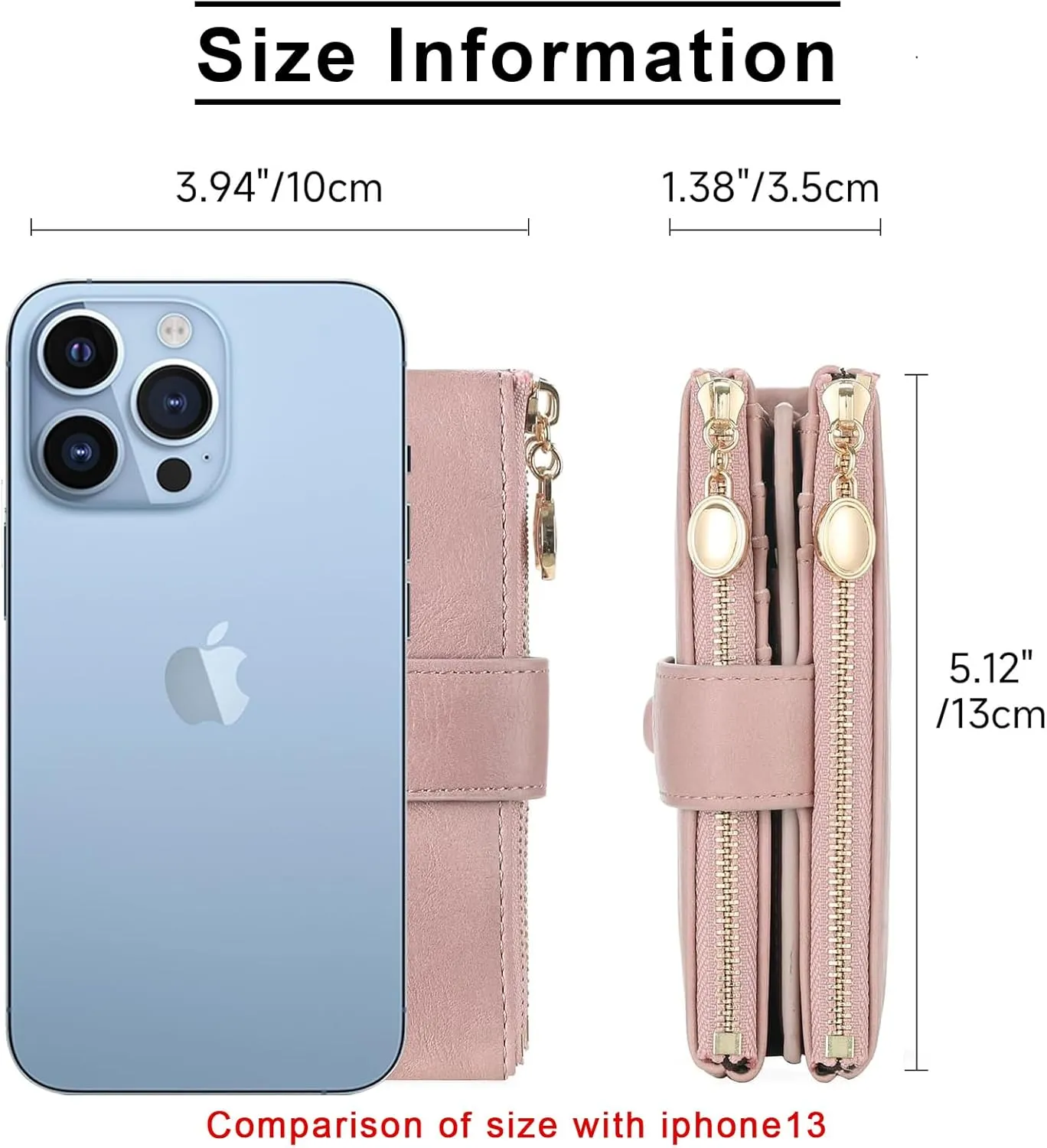 Small Wallets for Women Leather RFID Blocking Bifold Double Zipper Pockets Wallet Card Case Purse with 2 ID Windows