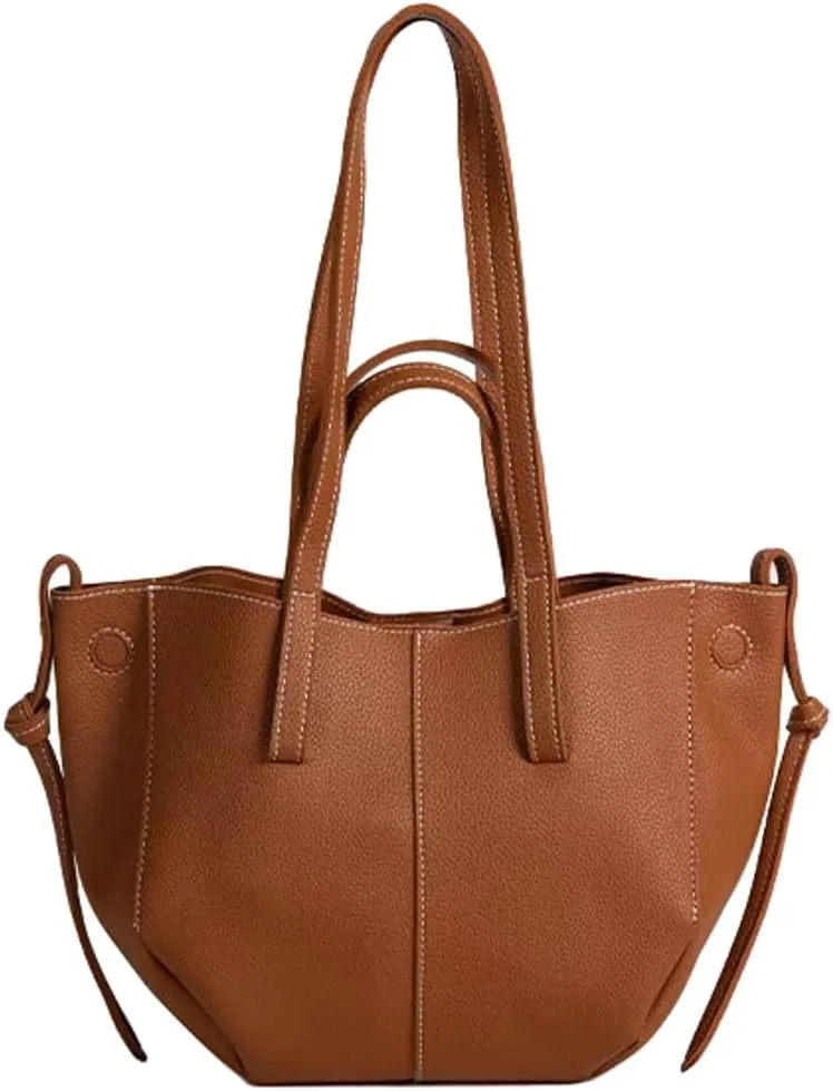 Soft PU Leather Tote Bag Trendy Top Handle Bag for Women Magnetic Bucket Hobo Bags for Traveling Everyday Use Bags