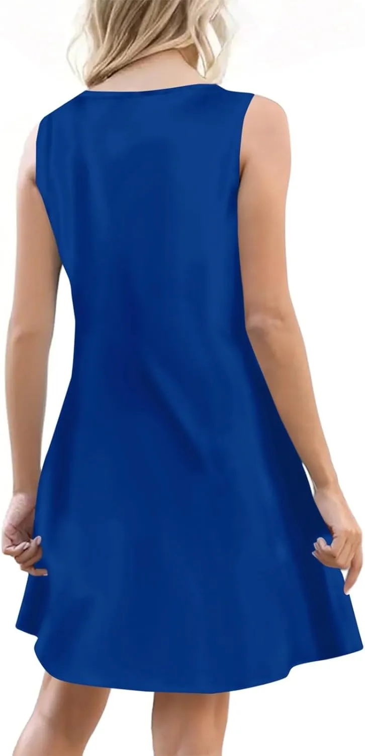 Sun Dresses for Women 2025 Summer Solid/Floral Button Down Sleeveless Midi Dress Loose Vacation Beach Swimsuit Coverups
