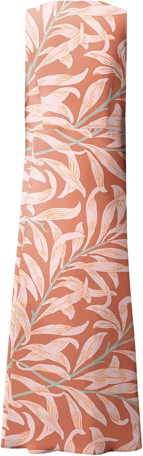 Sundresses for Women Floral Printed Sleeveless Sundresses Pockets a Line Maxi Dresses Casual Loose Long Dresses