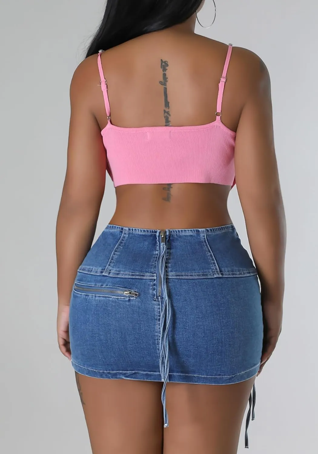 Tbahhir Women's Denim Mini Skirt High Waisted Jean Skirts Short with Heart Bodycon Y2k Streetwear Blue