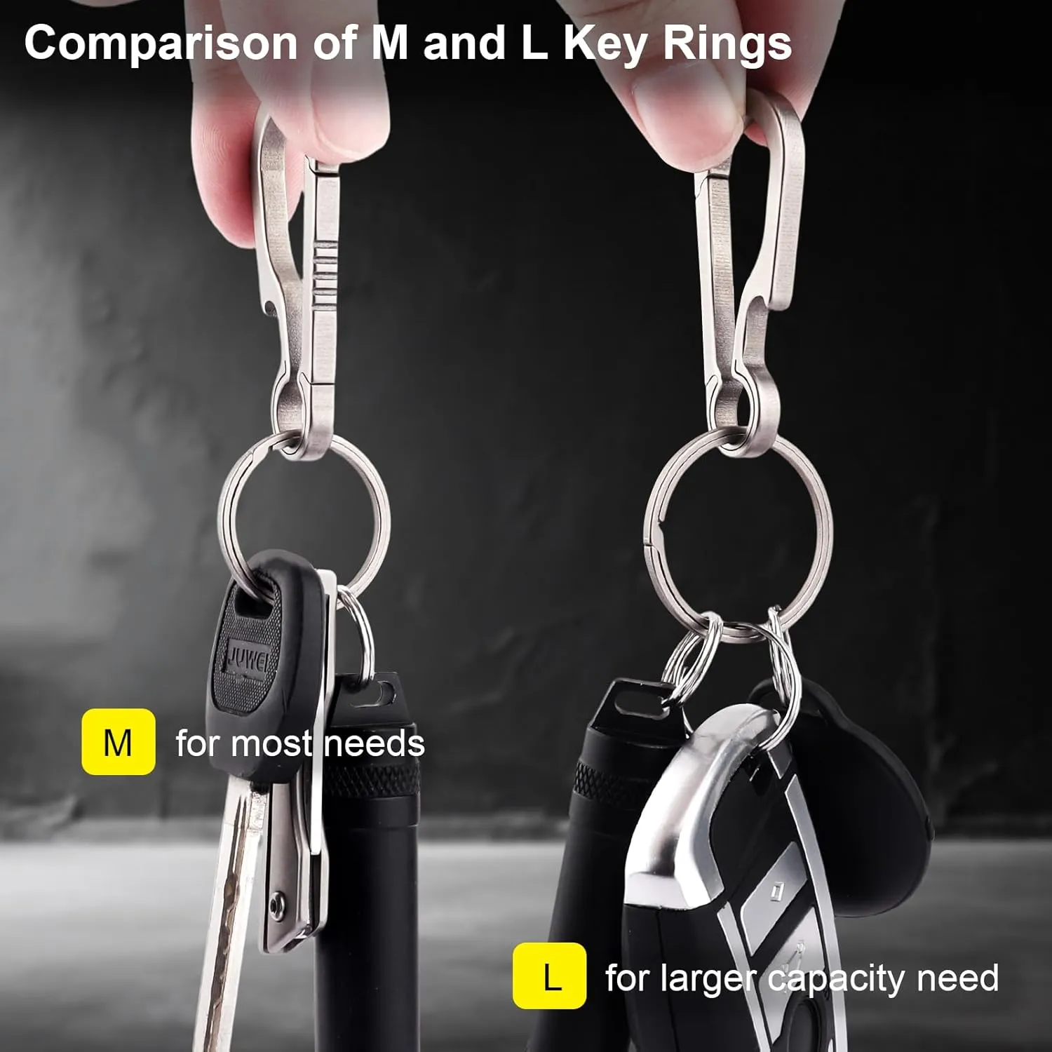 Titanium Key Rings Heavy Duty Side Pushing Split Keyrings for Key Carabiner Quick Release Keychain Rings