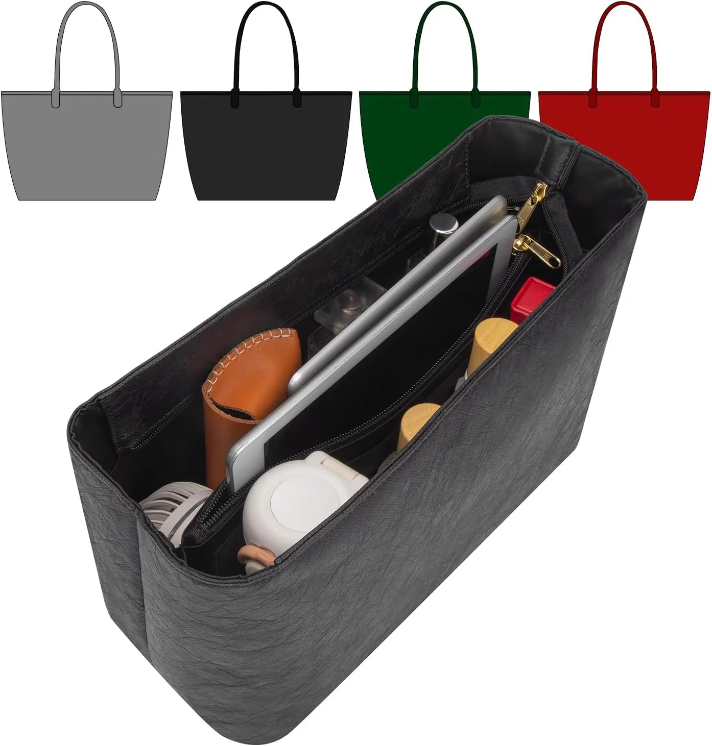 Tote Bag Organizer Insert Compatible with Geya Sain Louis GM Bag, Dupont Paper Purse Inner, Makeup Liner HandBag Shaper (Black, GM)